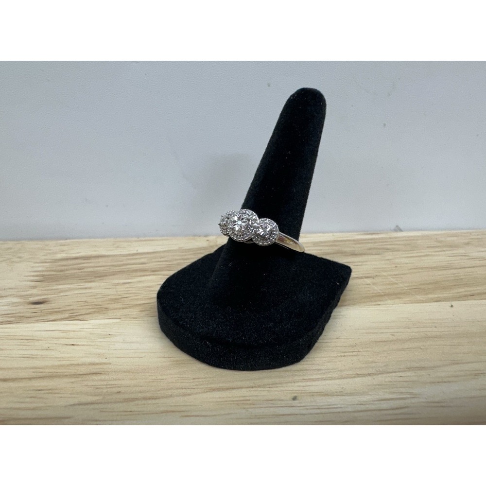 SUN 925 Sterling Silver Diamond Chips Engage  Ring Size 6 3/4